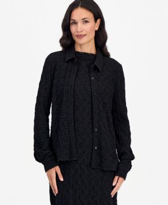 Eileen Fisher Women's Long-Sleeve Classic Collar Slim Blouse