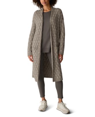 Eileen Fisher женский длинный кардиган с длинным рукавом и высоким воротником из пушистой ткани с добавлением перуанского хлопка