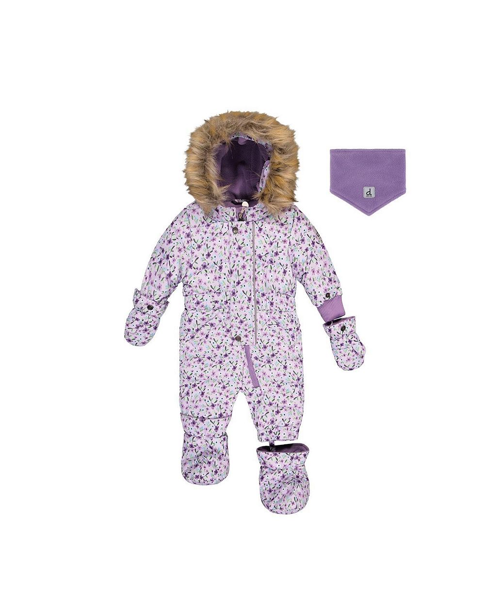 Детский комбинезон Deux par Deux Baby Girl Original One Piece Puffy Snowsuit с съемными варежками и сапожками с принтом Mini Flowers