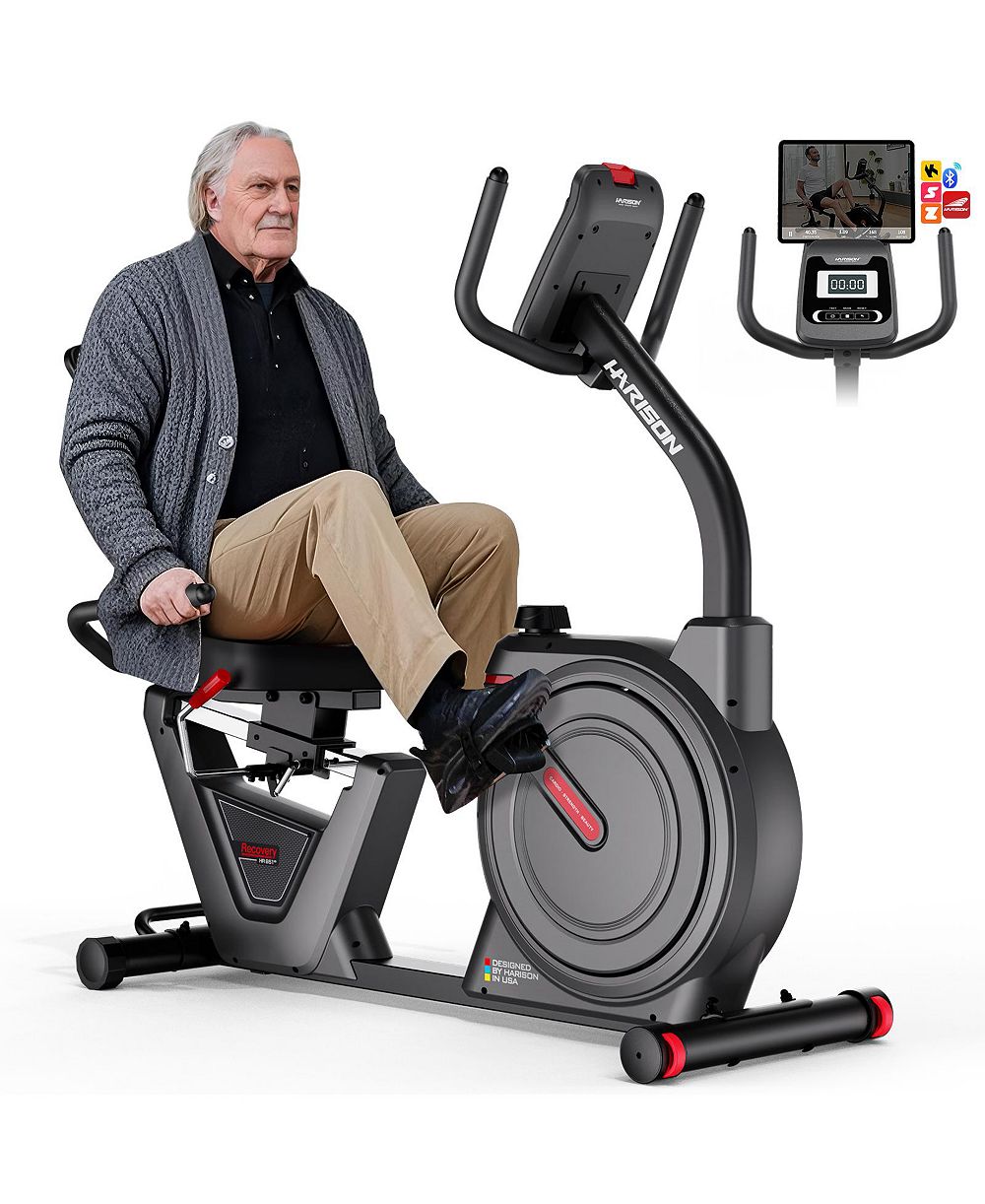 harison HR-B51 Recumbent Exercise Bike 400 lbs Capacity - Magnetic Resistance, Easy Assembly, 2-in-1 LCD Monitor with Bluetooth and Tablet Holder