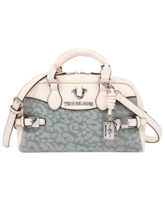 True Religion женская сумка-саквояж Brooks Leopard Denim с ремнем, подвеской в виде подковы и съемным ремнем через плечо