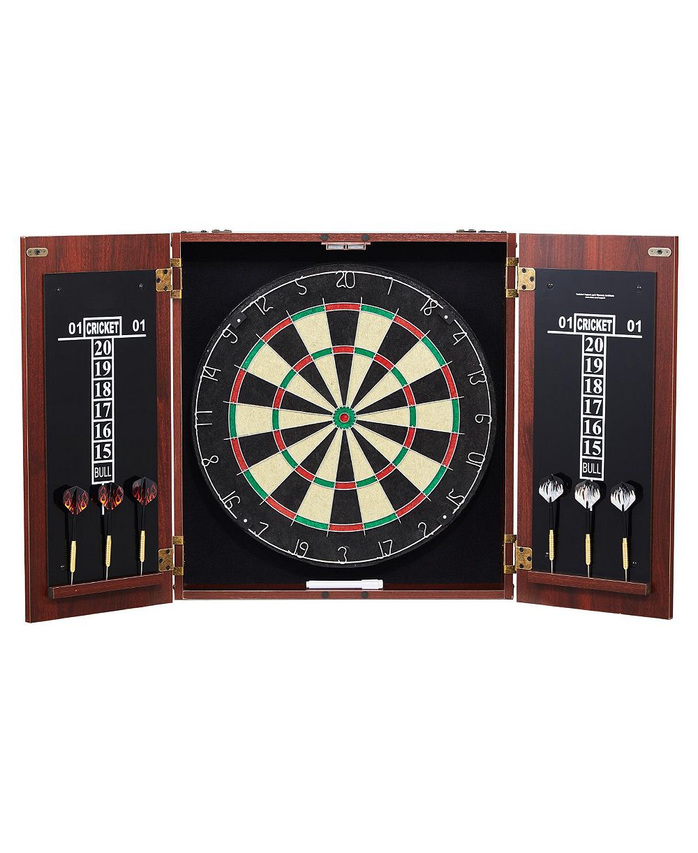 SEVORLEY Dartboard and Cabinet Set with 18-Inch Sisal Board and 6 Steel Tip Darts