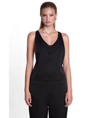 LEAU Women's Suri Plunge Satin Racerback Top