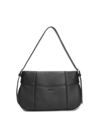 SUSU Women's Muse Pebble Leather Shoulder Bag Minimalist Slim East-West Convertible Crossbody Purse