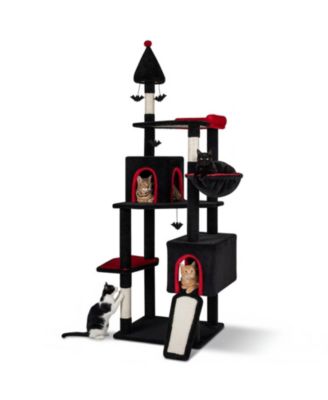 HONGGE 75 Inch Gothic Cat Tree 6-Tier Cat Tower with 2 Condos and Top Perch for Large Cats