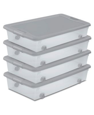 Sterilite 56 Qt Wheeled Under Bed Storage Container, Plastic Bin, 4 Pack
