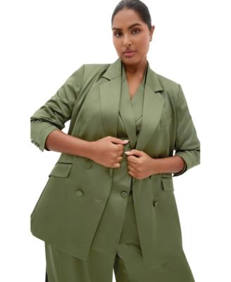 Женский блейзер city chic rylie длины миди из сатина с двубортной застежкой большого размера