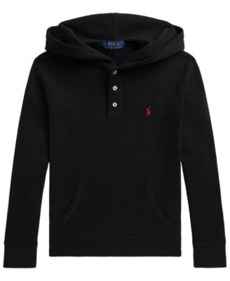 Мужская хлопковая кофта Polo Ralph Lauren с капюшоном и воротником-хенли, вязка вафелька, размер 8-20