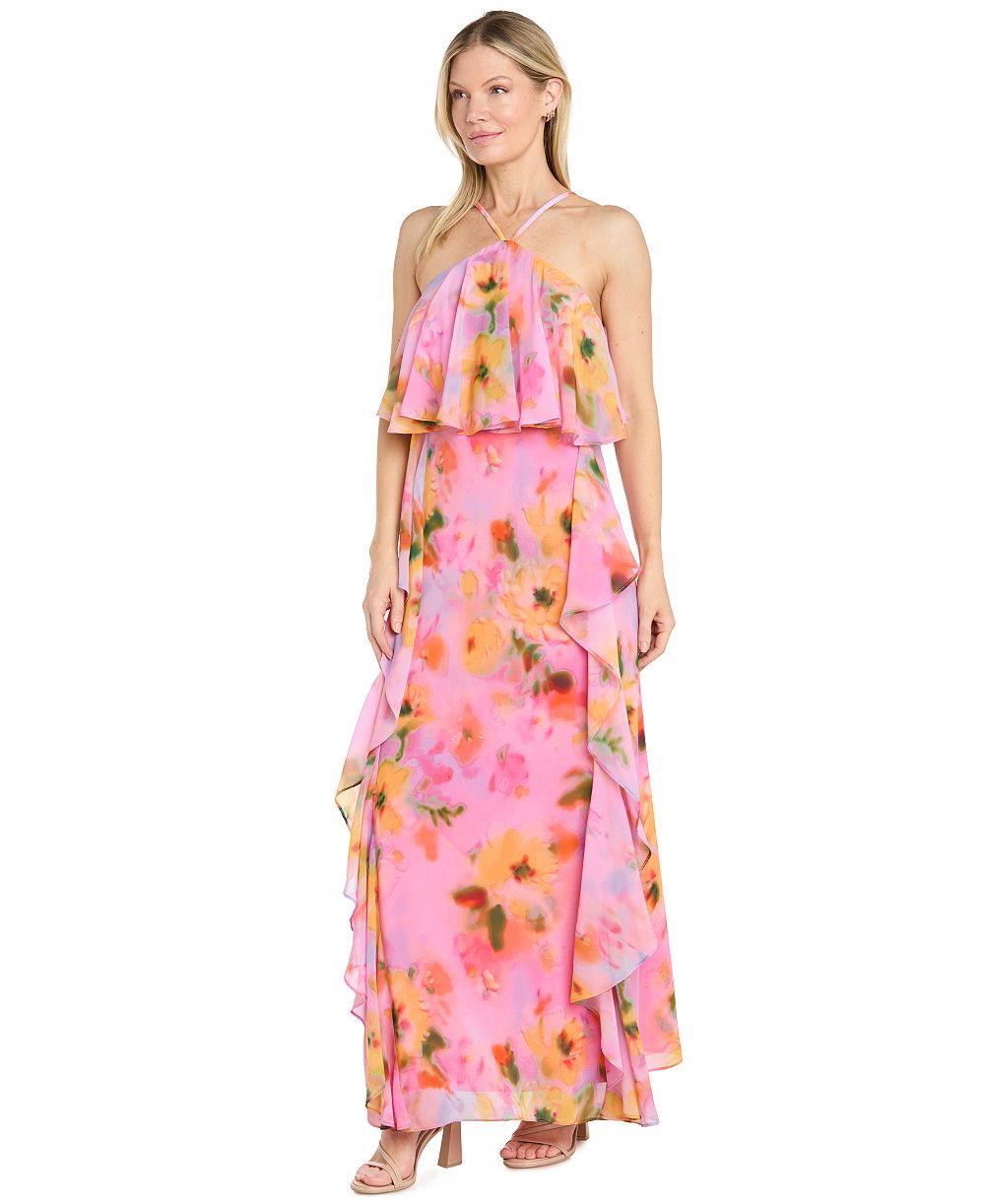 Женское платье R & M Richards Halter Floral-Print Maxi