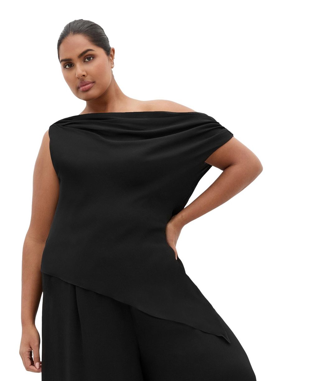 City Chic Plus Size Skyla топ асимметричный с открытыми плечами