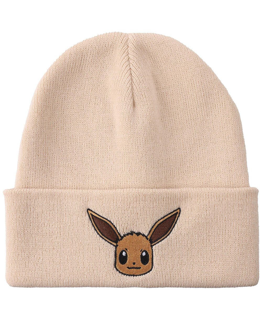 Pokemon Women's Rib Knit, Embroidered Eevee On Cuff Beanie