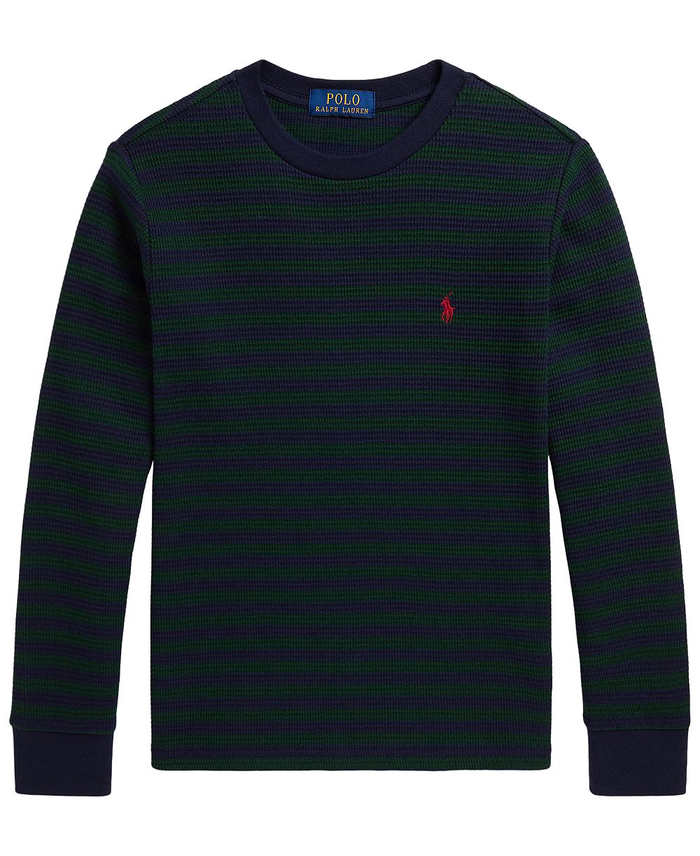 Polo Ralph Lauren Boys' 8-20 Striped Waffle-Knit Long-Sleeve T-Shirt