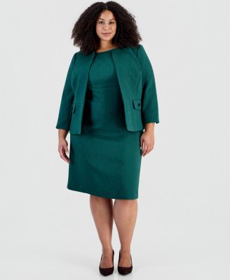 Le Suit Plus Size Jacquard Sheath Cardigan and Dress, 2-Piece Suit