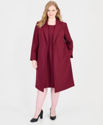 Le Suit Plus Size Peak-Lapel Sheath Topper & Dress, 2-Piece Set