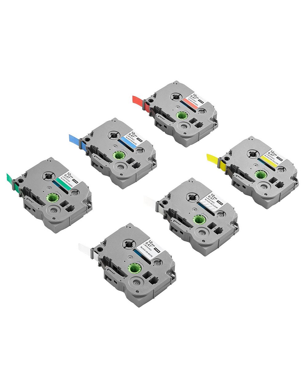 SEVORLEY Label Maker Tape, 6 Pack, 12mm Colored Refills for Brother P-Touch