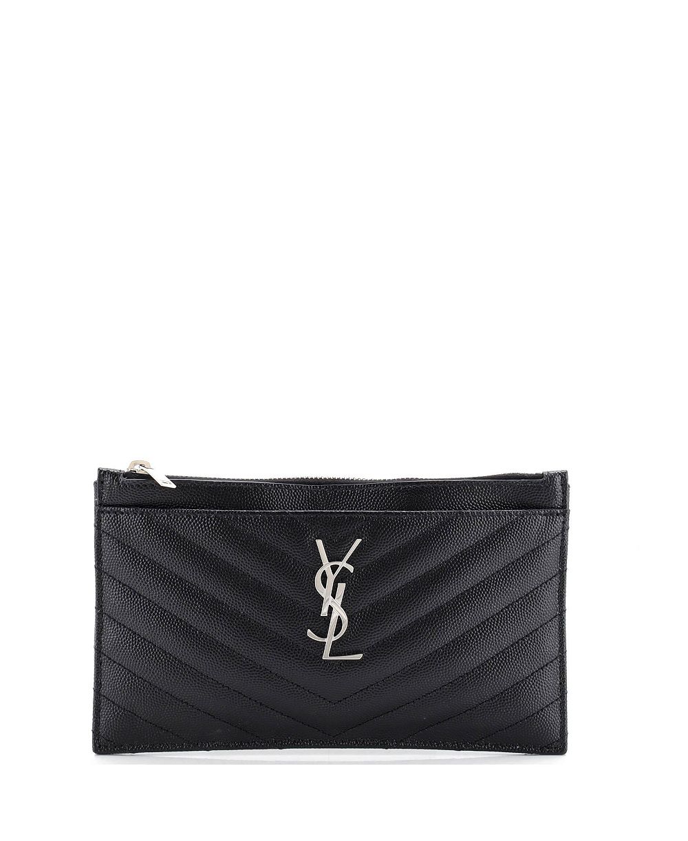 Портмоне Pre-Owned Saint Laurent Medium Classic Monogram Zip Bill Pouch Matelasse Chevron Leather