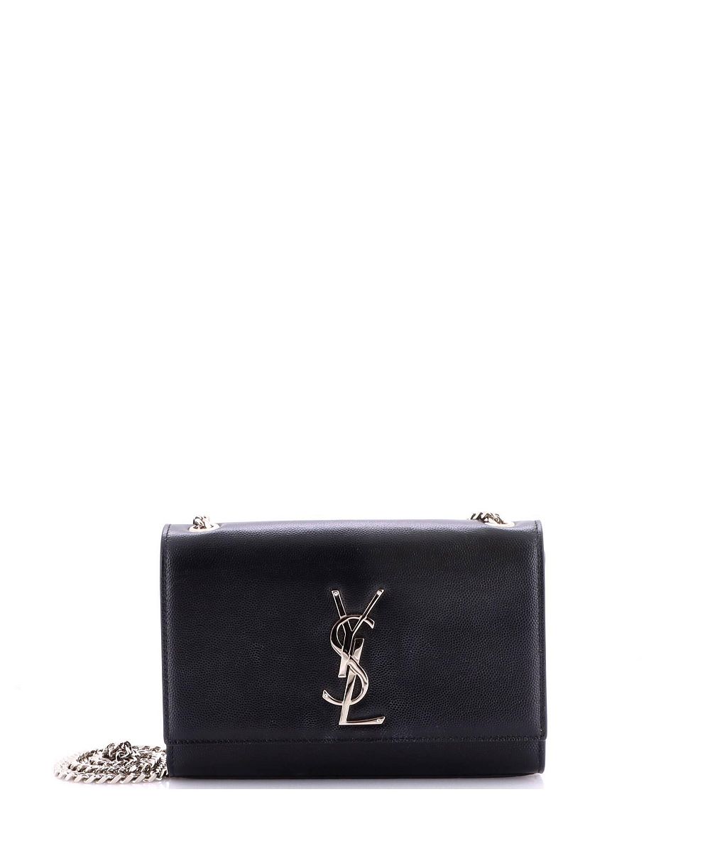 Б/у маленькая классическая сумка через плечо Saint Laurent с монограммой из зернистой кожи