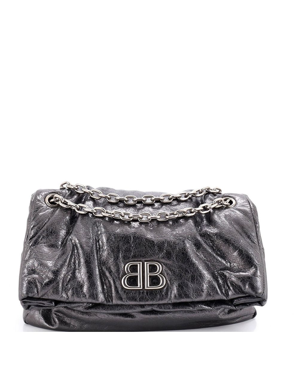 Б/у сумка Balenciaga Medium Monaco Chain с цепочкой и клапаном, кожаная, плечевая