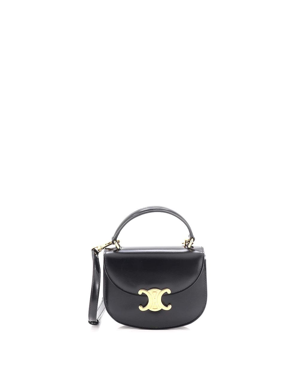 Pre-Owned Celine Mini Triomphe Besace Clea Top Handle Flap Bag Leather