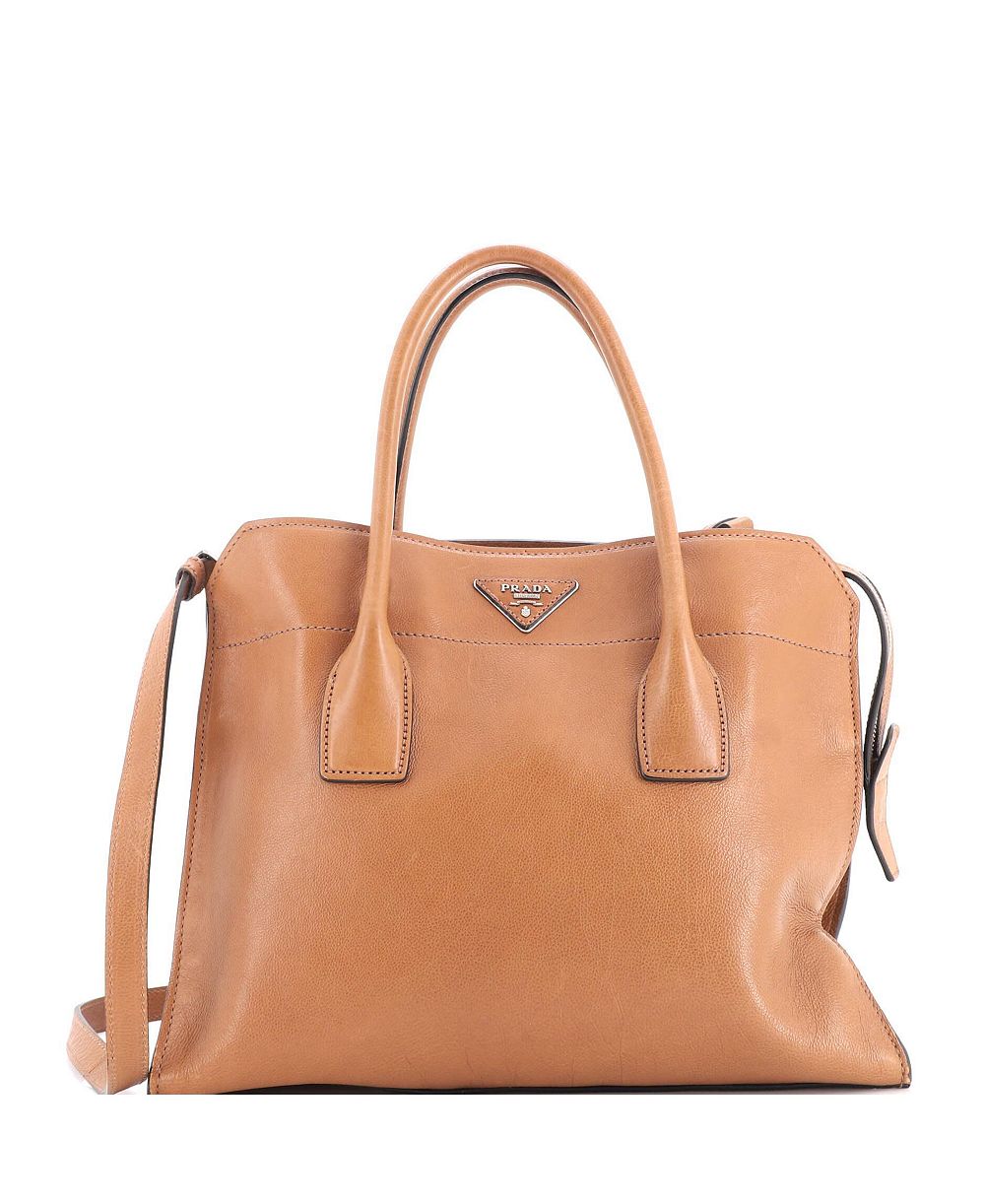 Подержанная сумка Prada Medium Cuir Double Tote из кожи