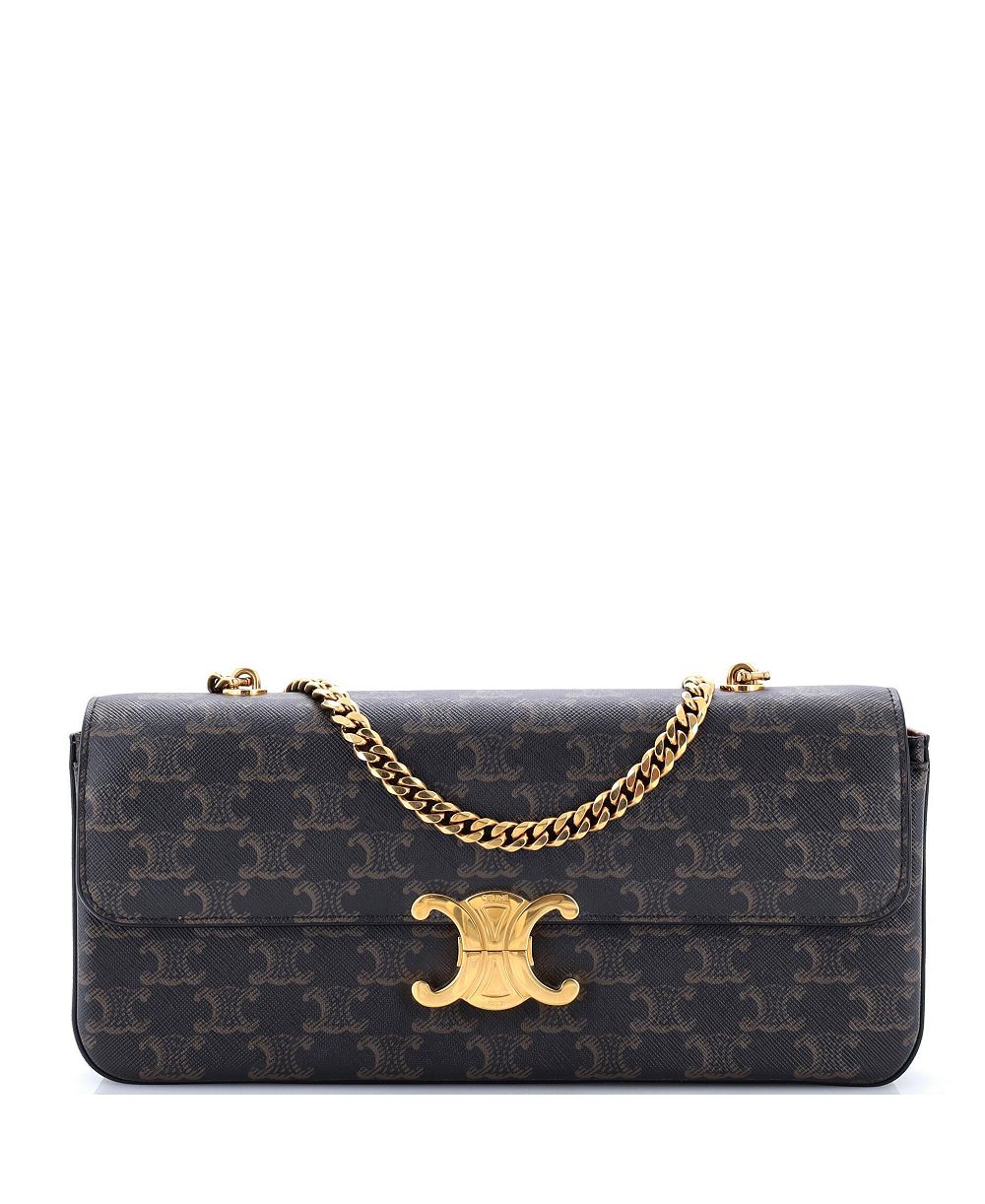 Pre-Owned Celine сумка Medium Triomphe Chain на плечо из лакированной ткани Triomphe