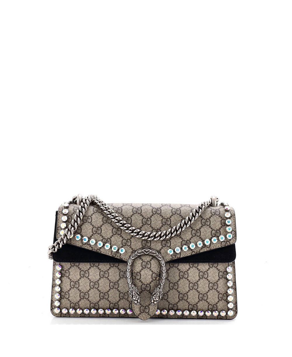 Pre-Owned Gucci Dionysus сумка среднего размера, с отделкой кристаллами, GG Coated Canvas