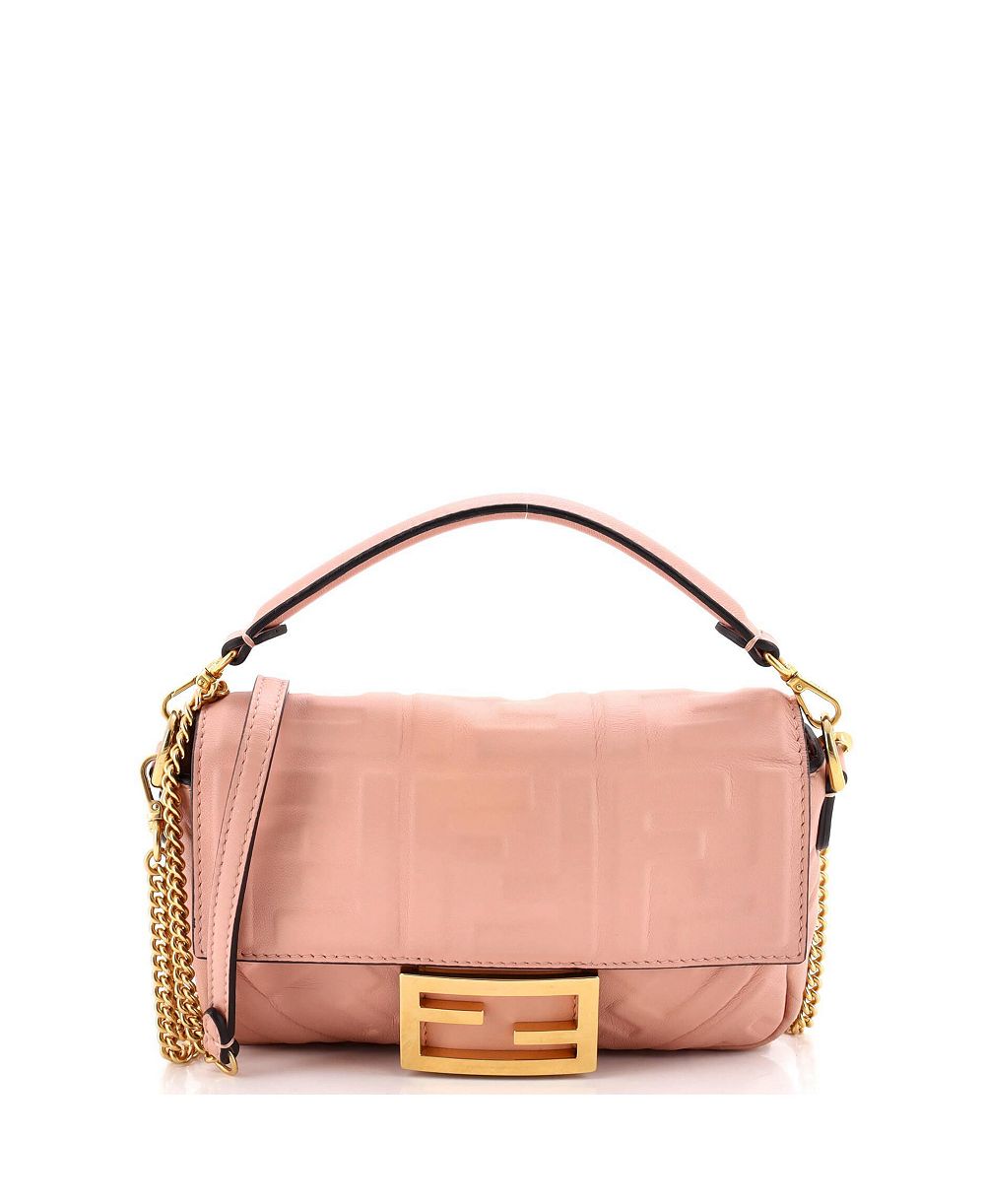 Pre-Owned Fendi мини-сумка Baguette NM из кожи с тиснением Zucca