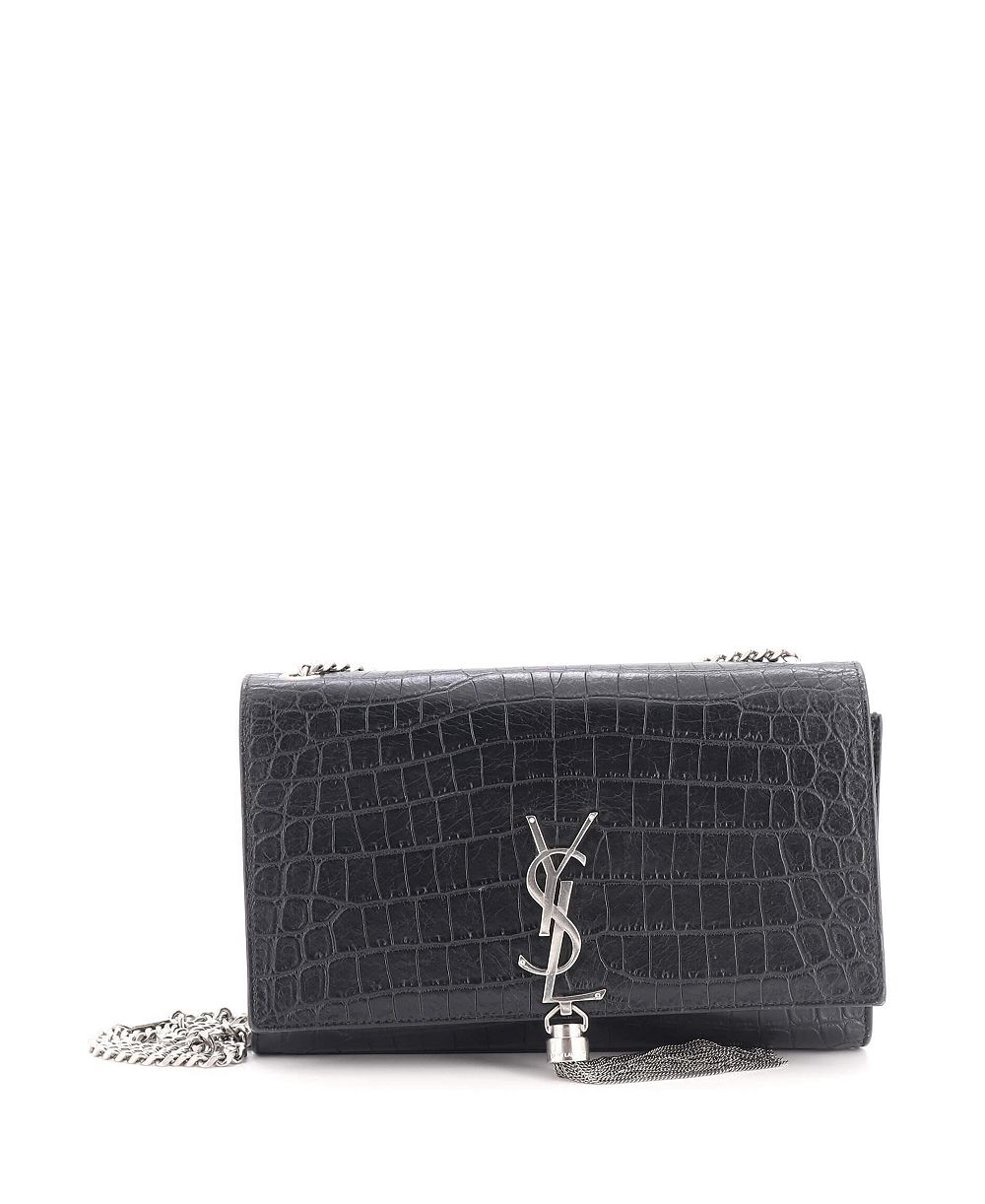 Сумка Saint Laurent Classic Monogram Tassel Crossbody, б/у, средний размер, из тисненой кожи