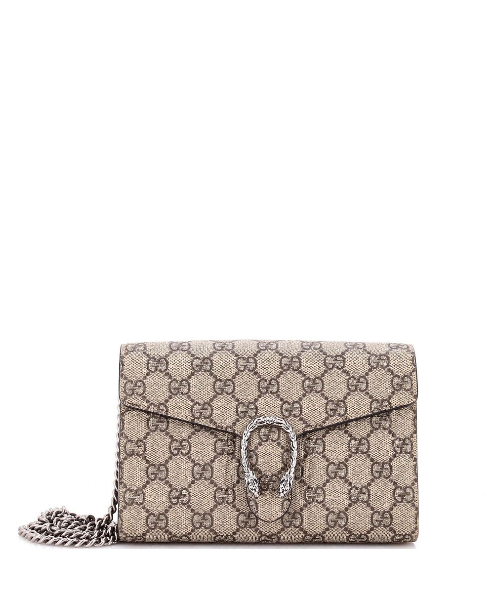 Б/у кошелек Gucci Small Dionysus Chain GG из покрытия Coated Canvas