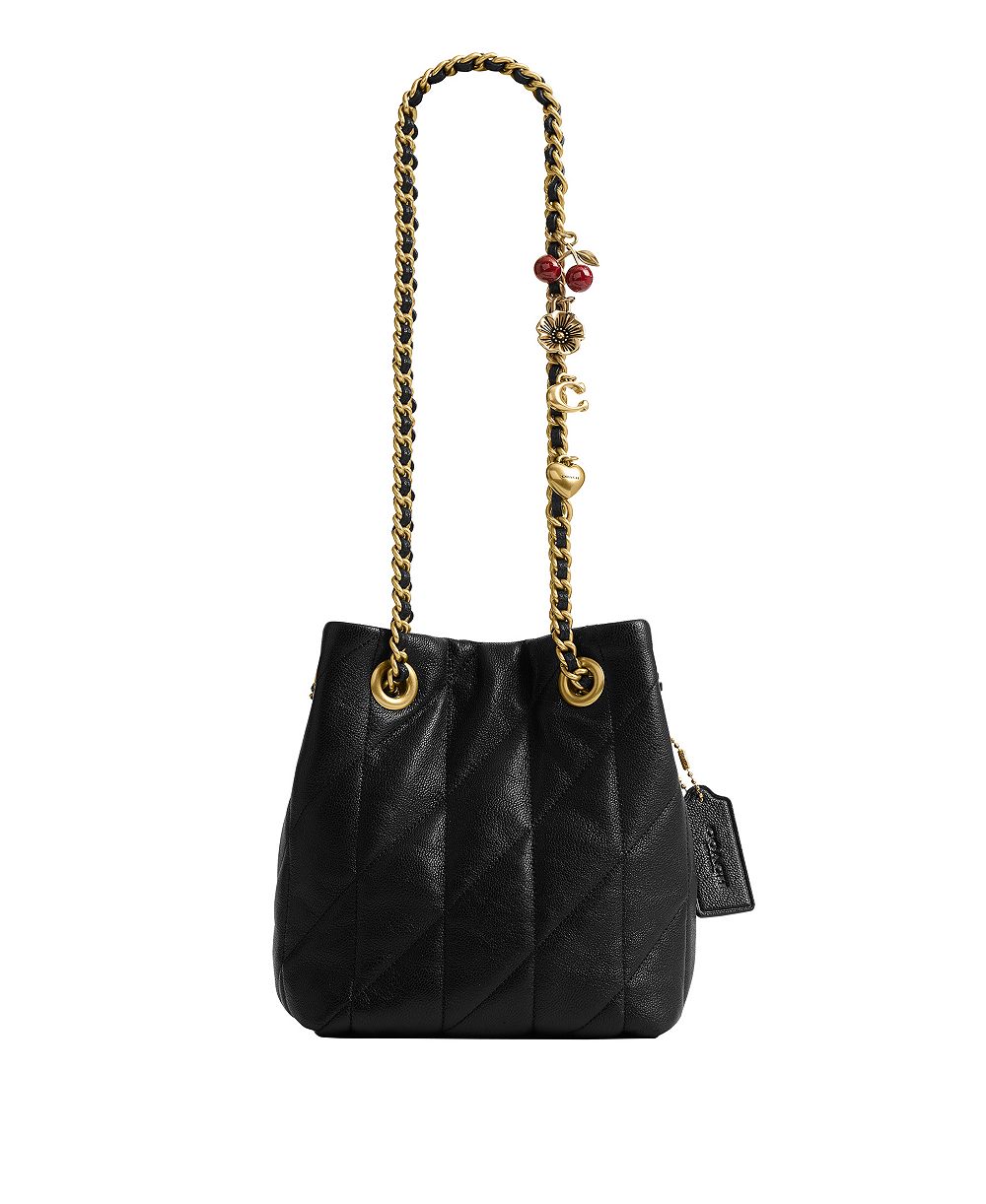 COACH Jade Small Quilted Leather Drawstring Crossbody Bag with Charms