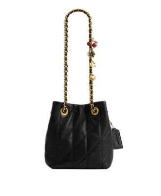 COACH Jade Small Quilted Leather Drawstring Crossbody Bag with Charms