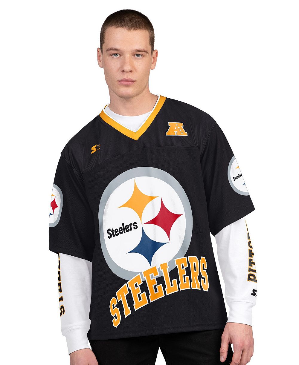 Мужская футболка Starter 2-Pack Black/White Pittsburgh Steelers Short Sleeve Long Sleeve Combo Pack