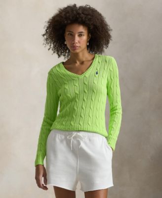 Polo Ralph Lauren Women's Cable-Knit Cotton V-Neck Sweater
