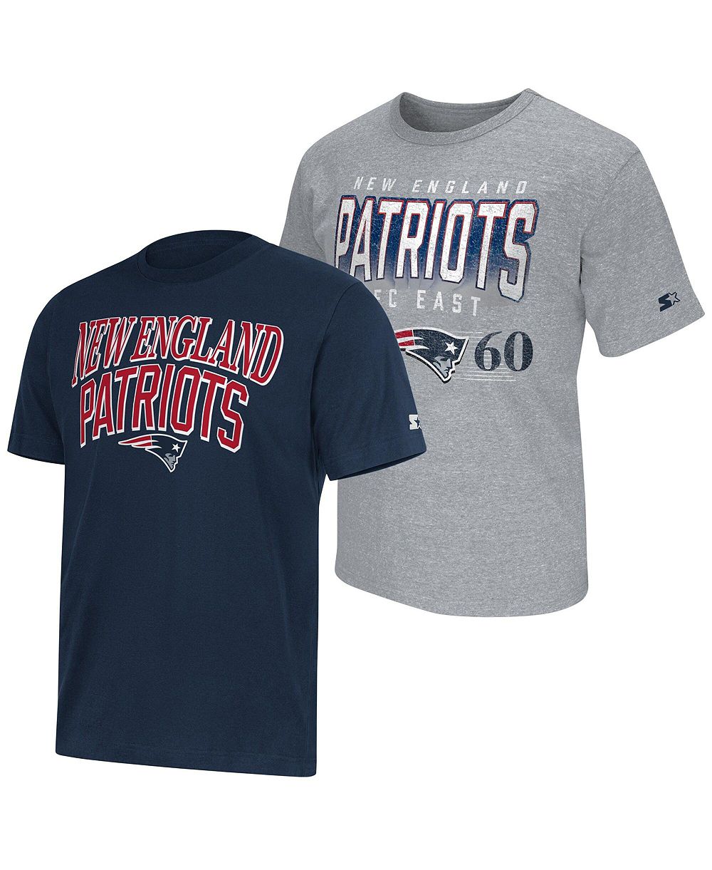 Starter Men's 2-Pack Navy/Gray New England Patriots Logo T-Shirt Set