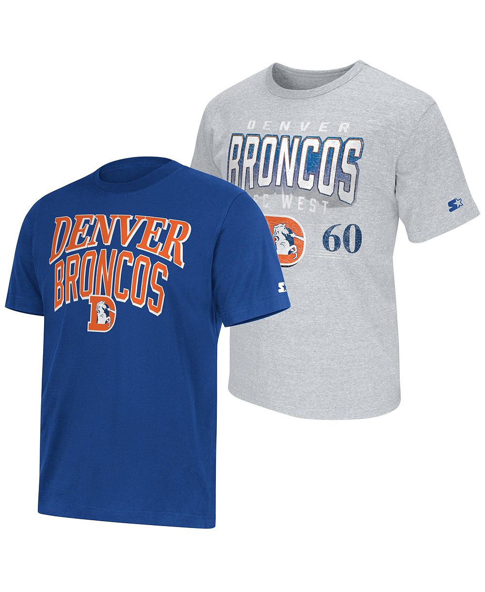 Мужской комплект футболок Starter 2-Pack Denver Broncos Throwback Logo Royal/Gray