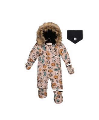 Deux par Deux Baby Boys One Piece Snowsuit Adapted for Car Seats Dog Print