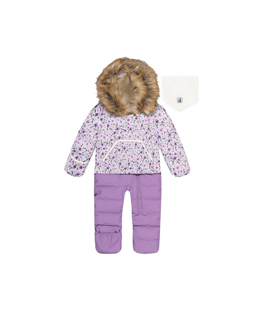Детский комбинезон Deux par Deux Baby Girls Snug One Piece Snowsuit с принтом мини-цветов, адаптированный для автокресел