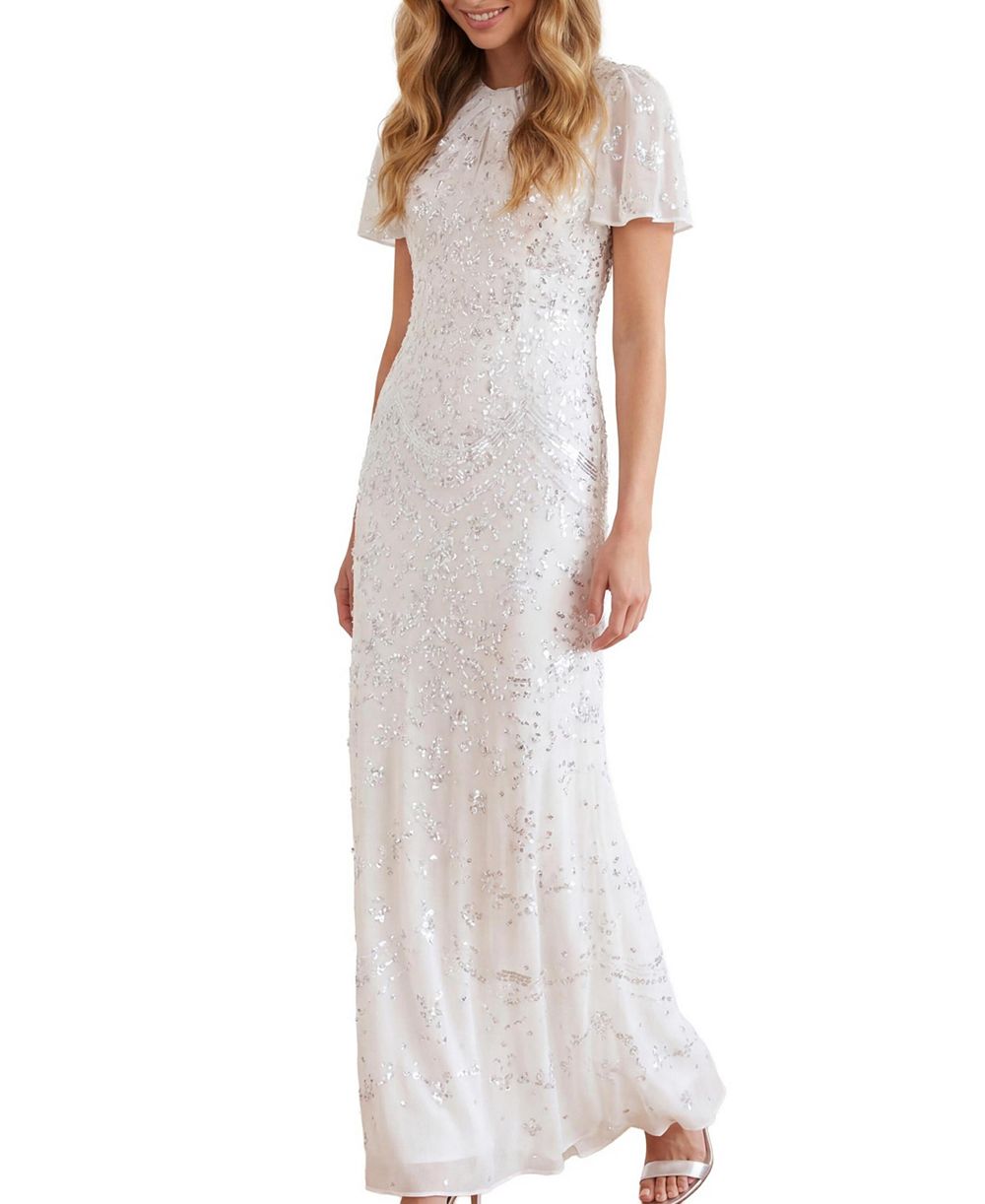 Макси-платье Needle & Thread Women's Freya Georgette Sequin Flutter-Sleeve