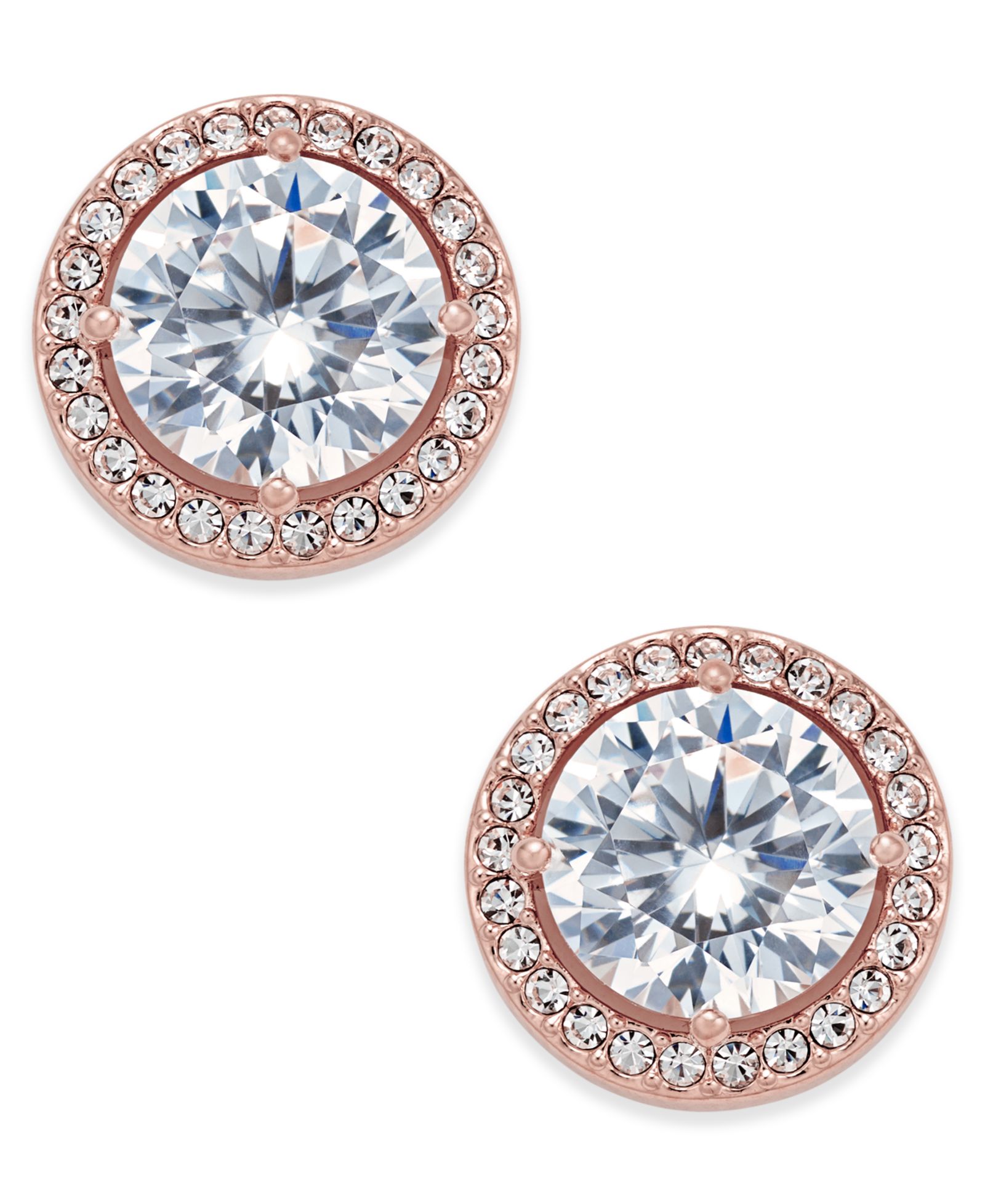 Eliot Danori Rose Gold-Tone Crystal and Pavé Round Stud Earrings, Created for Macy's