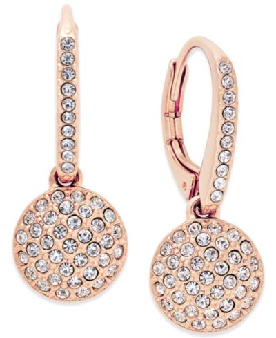 Серьги Eliot Danori Rose Gold-Tone Pavé Disc Drop