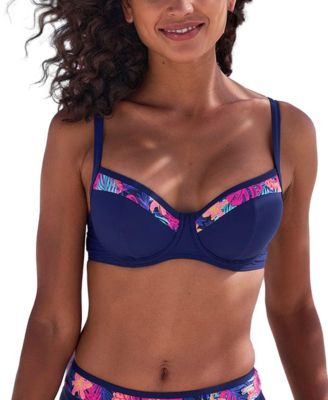 LASCANA Women's Tropical Print Contrast Underwire Bikini Top