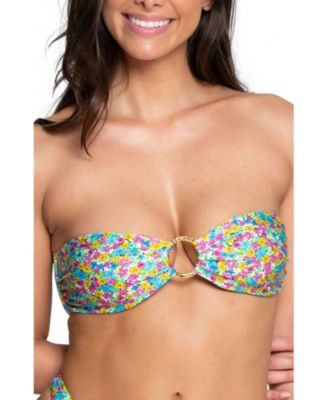 Bright Swimwear Women's Hana Strapless Bandeau Floral Bikini Top