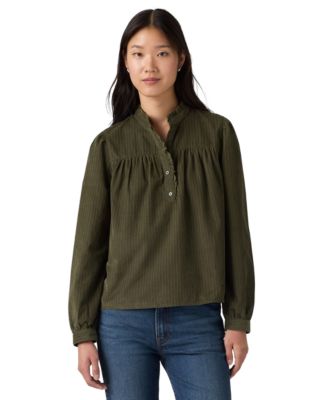 Levi's® Женская рубашка из вельвета с длинным рукавом, высоким воротом и пуговицами спереди