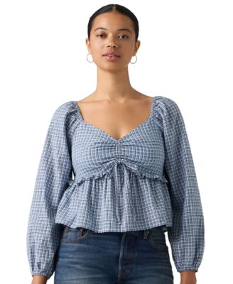 Levi's® женская блузка с V-образным вырезом и завязками спереди Lotte приталенного кроя