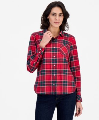 Nautica Women's Tartan Roll-Tab Shirt