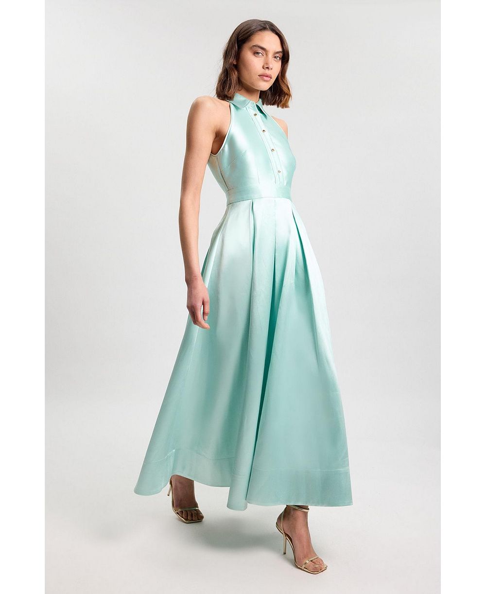 Karen Millen Women's Forever Twill Maxi Collared Back-Cutout Dress