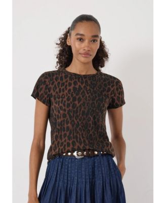 Hush Women's Leopard-Print Slub Slim-Fit T-Shirt