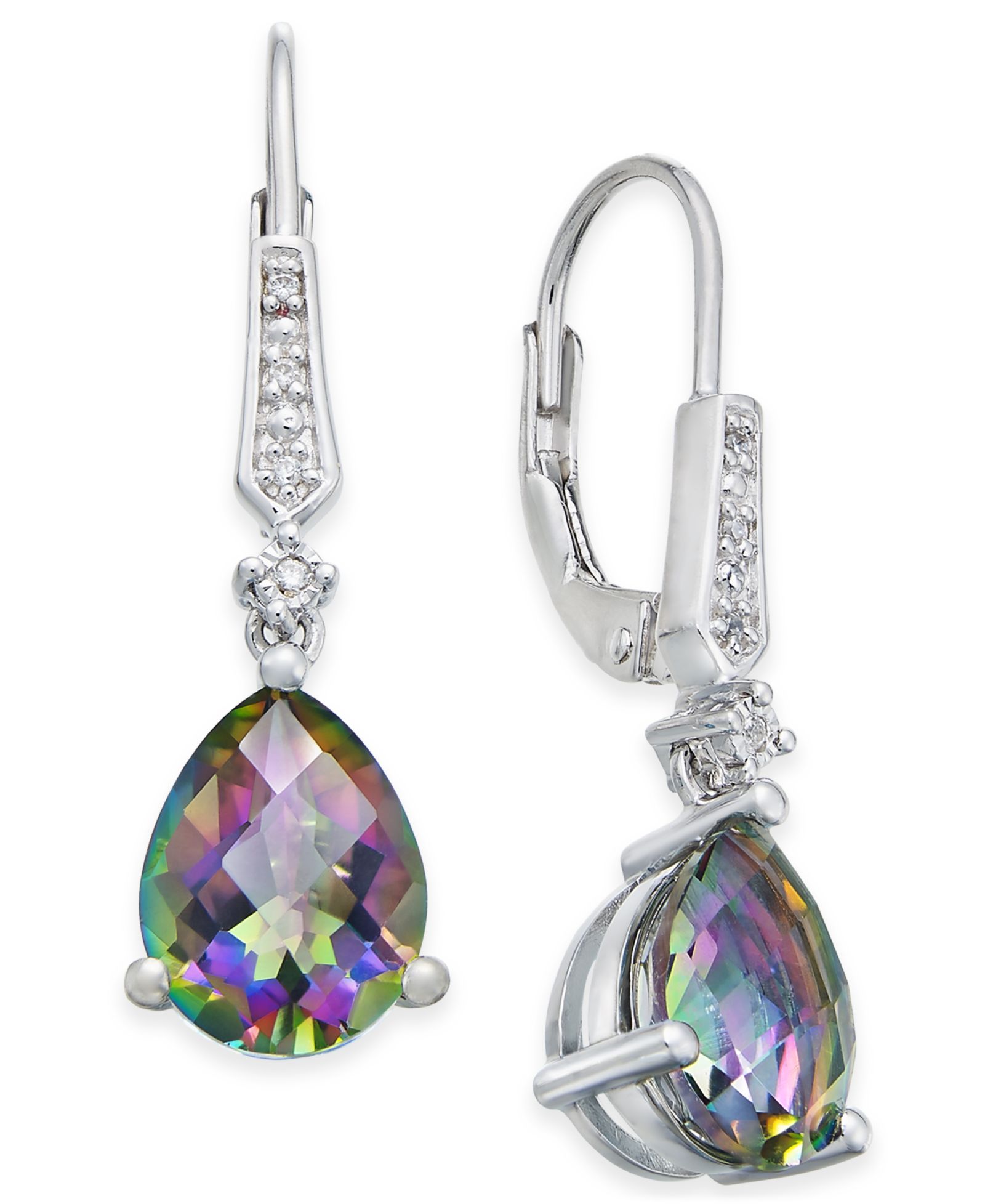 Gemstone (3-3/4 ct. t.w.) and Diamond Accent Birthstone Drop Earrings in Sterling Silver