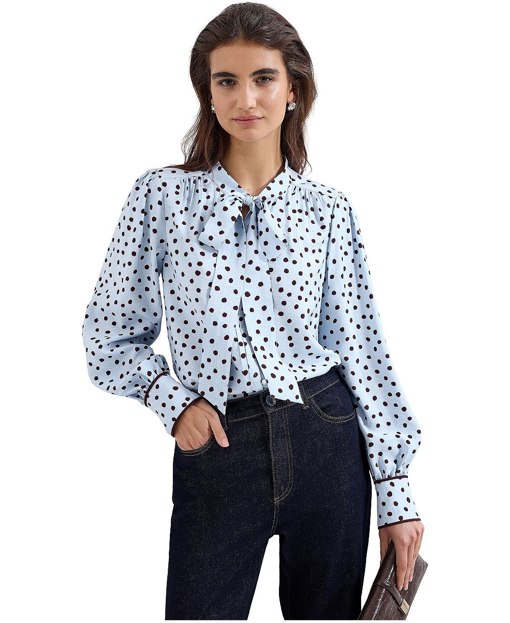 Phase Eight Women's Tie Neck Polka Dot Blouse