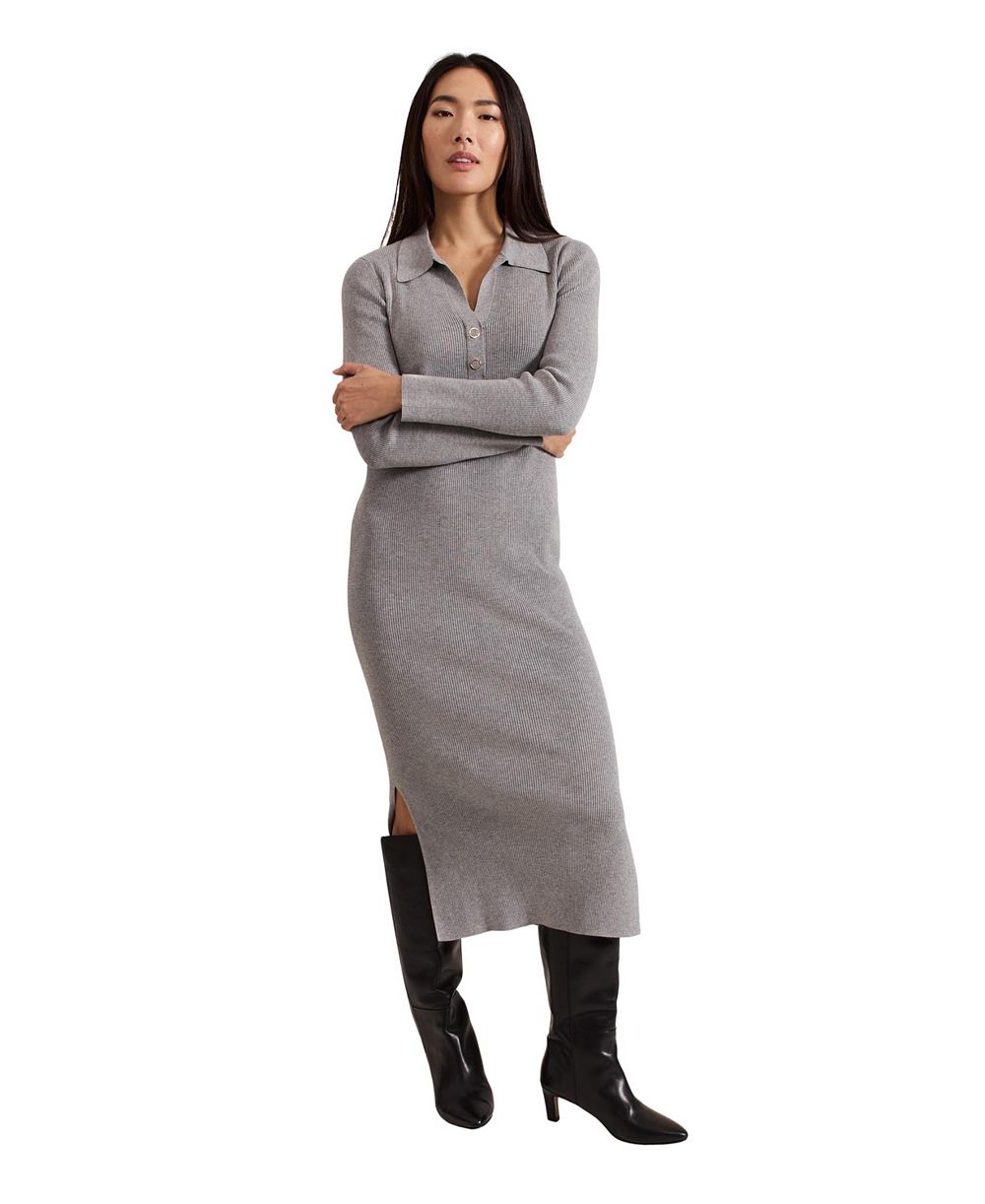 Женское платье Phase Eight Women's Lucy Long-Sleeve Collared Ribbed-Knit
